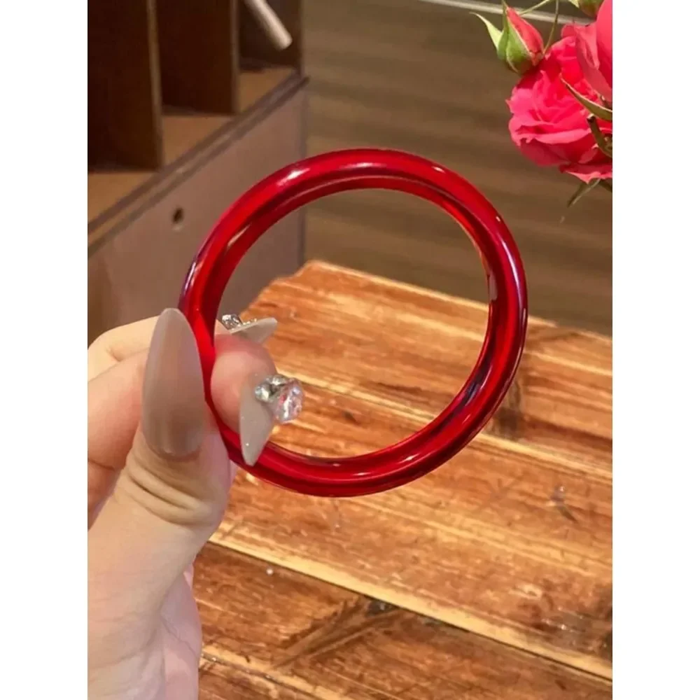 

Pure natural red crystal bracelet jade bracelet women's ice white moonlight chalcedony new Chinese style gift