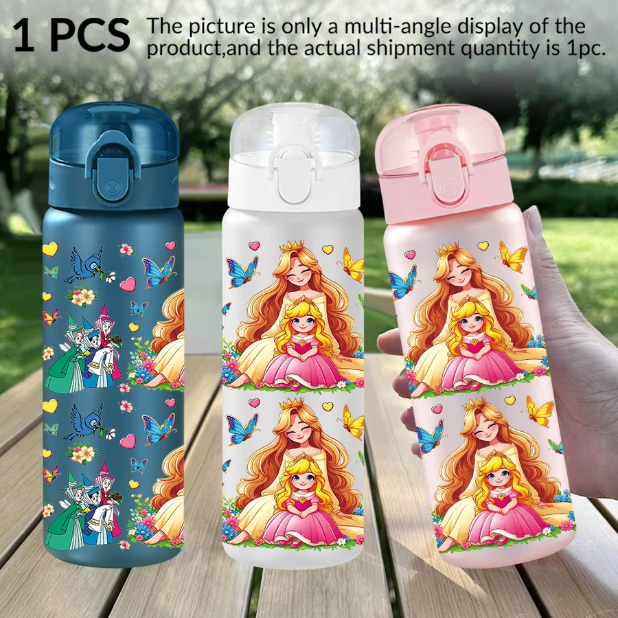 1 pezzo Disney Princess/fiore/modello 26 once bottiglia d'acqua in plastica tazza sportiva come regalo di compleanno/retro a scuola