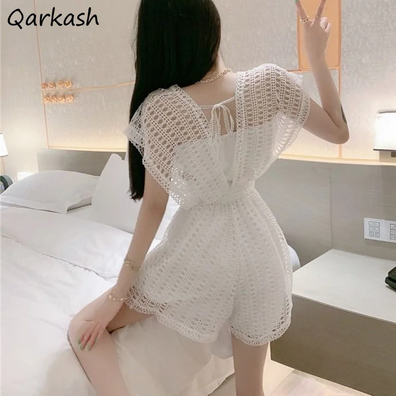 Pagliaccetti da donna scava fuori design con scollo a V popolare High Street estate colore puro adorabile casual femminile minimalista sexy elegante Mujer