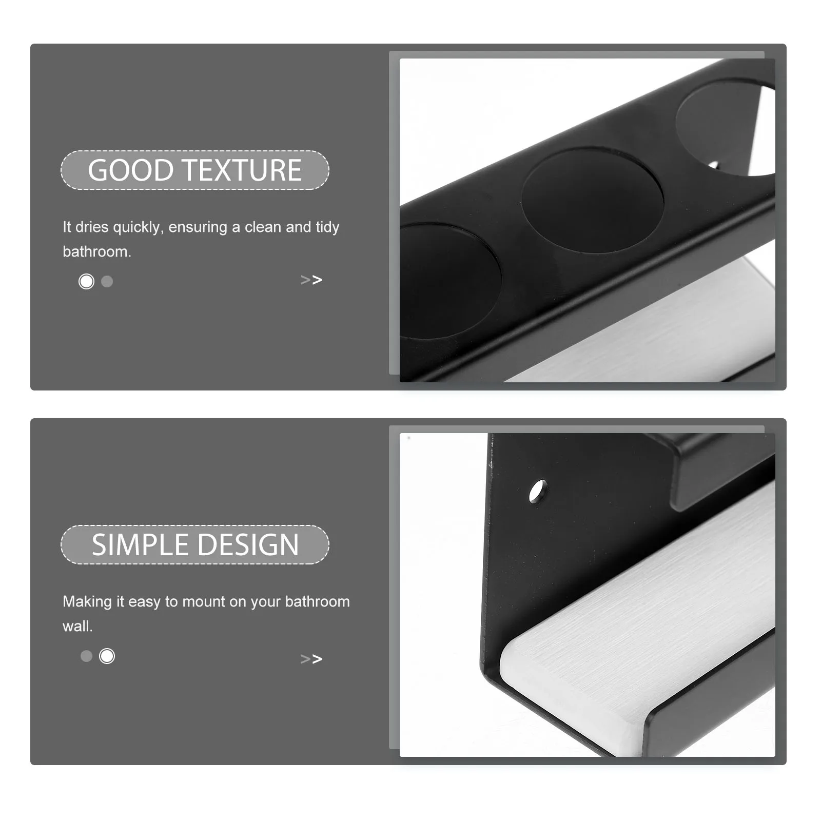 

Black 3-Pcs Electric Toothbrush Mount Bathroom Stainless Steel Fast Dry Diatomite Absorb Water Storage Holder Shower