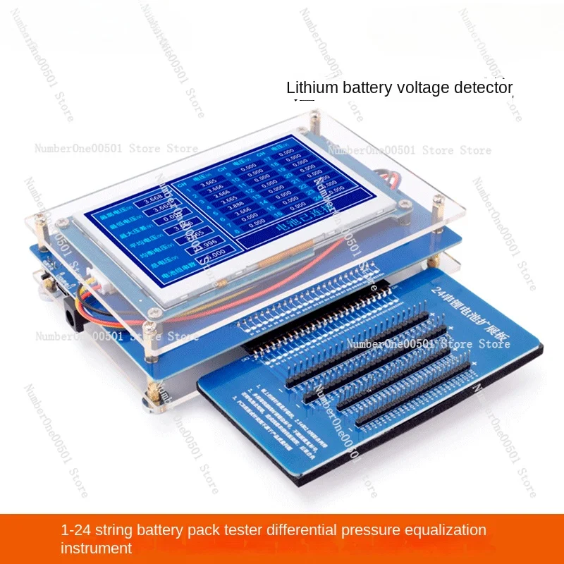 1-24s Lithium Battery Pack Voltage Detector with Power Cord Reverse Connection Protection with Acrylic Shell Baffle