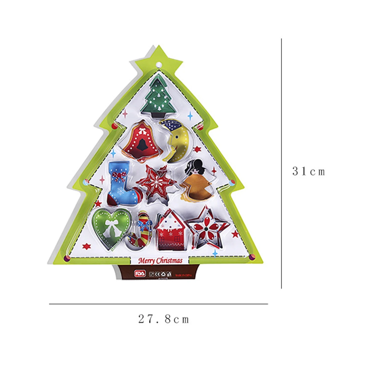 

AT44-10-Piece Set Christmas Tree Series Baking Biscuit Mold Stainless Steel Biscuit Mold Combination Fruit Cutting Tool