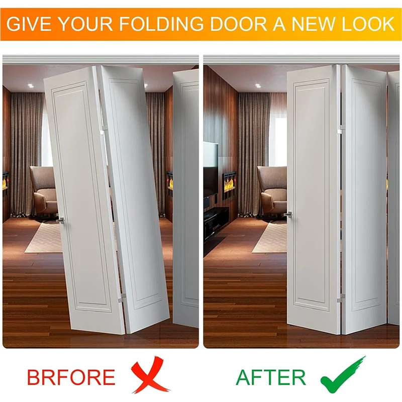 BYBS-Comprehensive Sliding Closet Bifold Door Hardware Kit - Essential Brackets, Pivots, And Guide Wheel