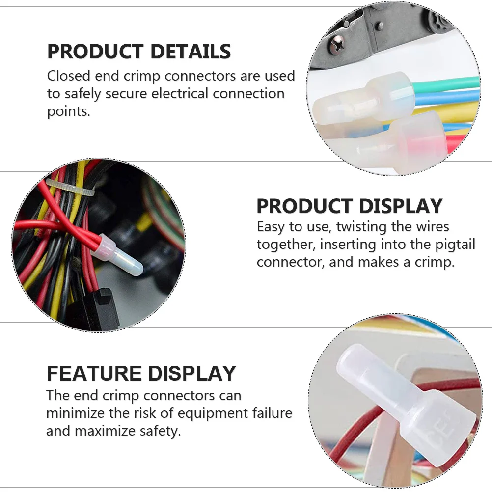 

1000Pcs Easy to Use Wire Crimp Connectors Closed End Terminals for Household Appliances Safety Wire Connector Crimp Connector