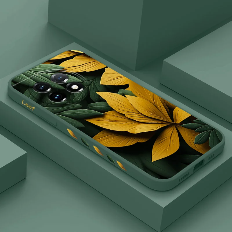 Carve A Leaf Phone Case For Oneplus 12 12R 11 11R 10 10R 10T 9R 9RT 9 8T 8 7 7T Pro 5G Liquid Silicone Cover