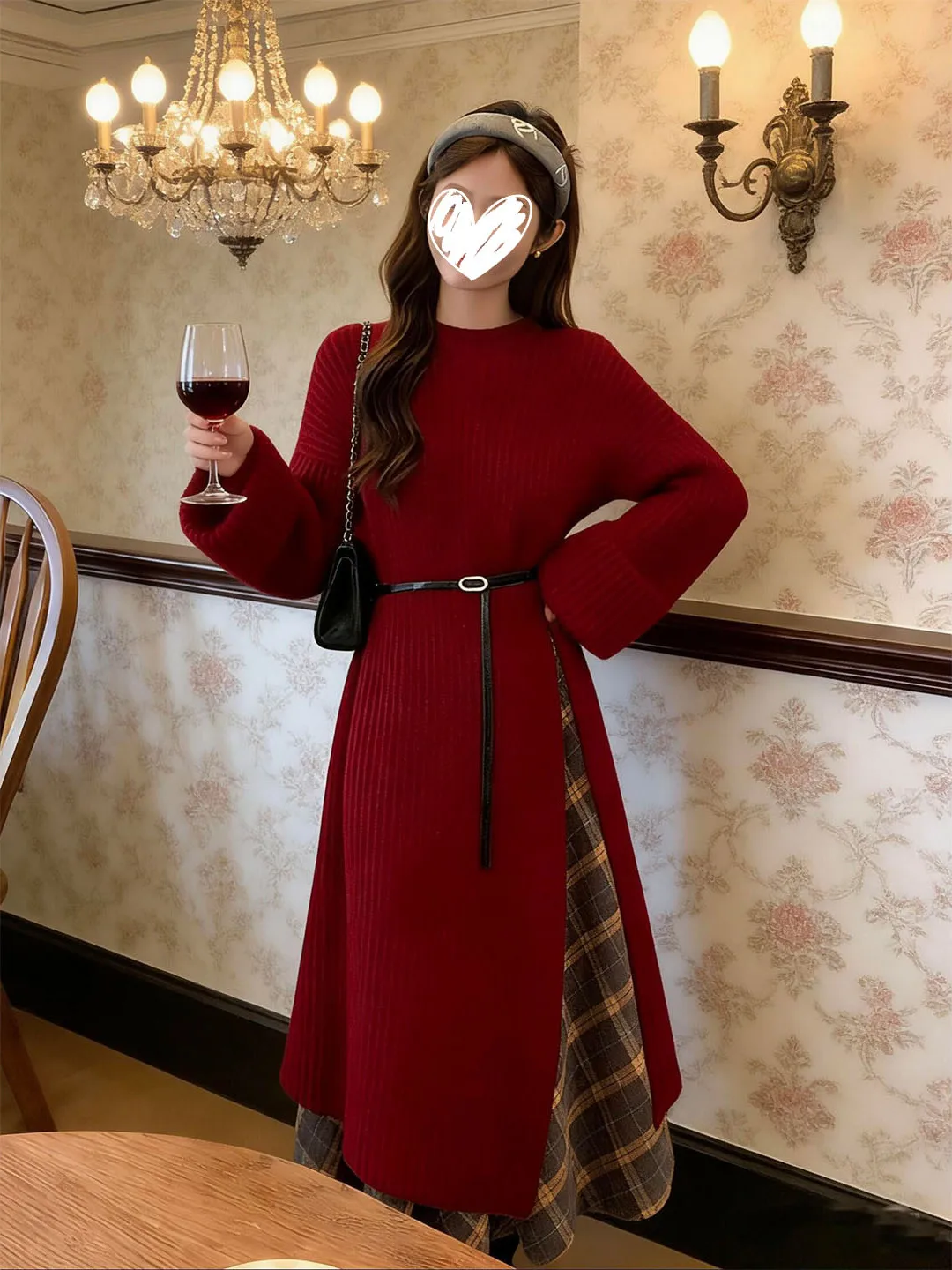 

Loose Knitted Sweater Long Skirt Set Women's Spring Fashion Plaid Skirt Two-Piece Ensemble Comfortable Gentle Style