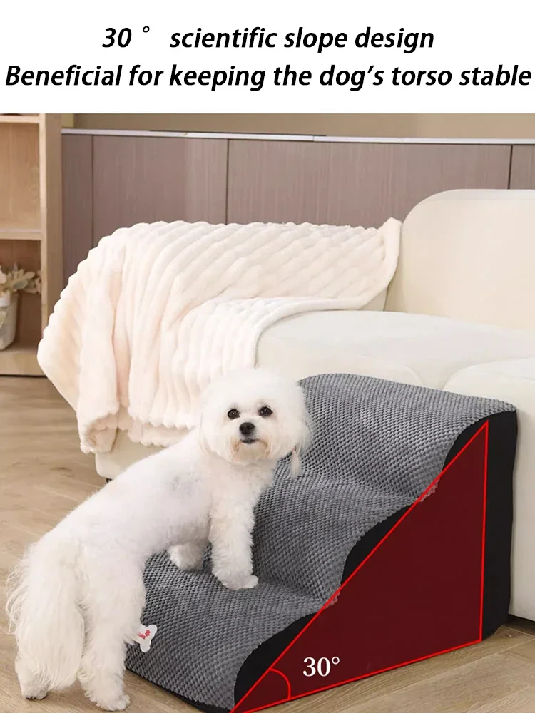 Granular Velvet Puppy Stairs 2/3/4 Steps Puppy Stairs Sofa Small Dog Ladder Anti-slip Climb Stair Bed Car Dogs Accessories