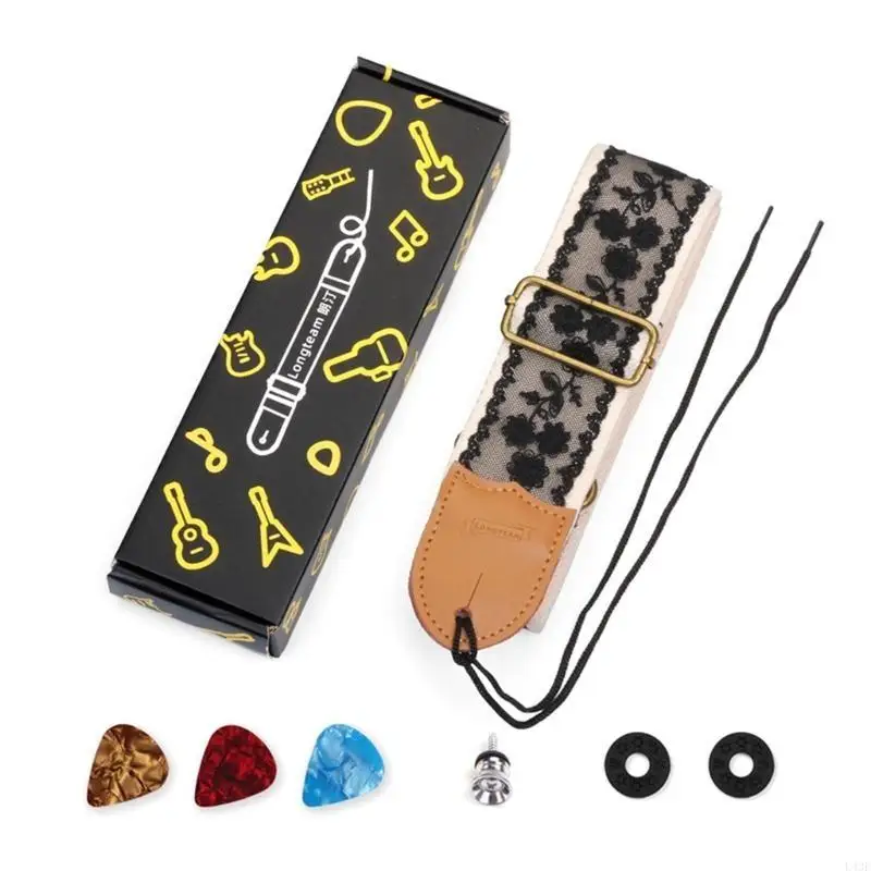 Vintage Black Lace Guitar Straps Universal Guitar Strap Adjustable Nylon Shoulder Strap Belt Guitar Accessories