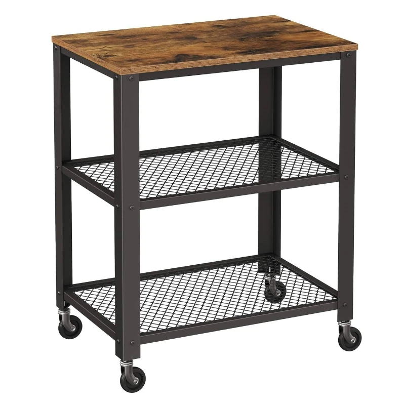 

3-layer rack, kitchen, dining room, trolley, multi-functional movable barbecue cart with wheels, environmentally friendly