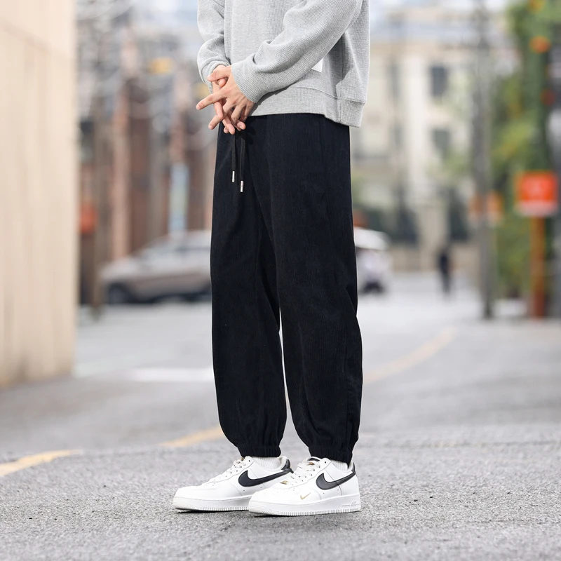 

Мужские осенне-зимние вельветовые повседневные брюки, рабочая одежда, свободный крой, длинные брюки, молодежный стиль, модные, из смесового полиэстера