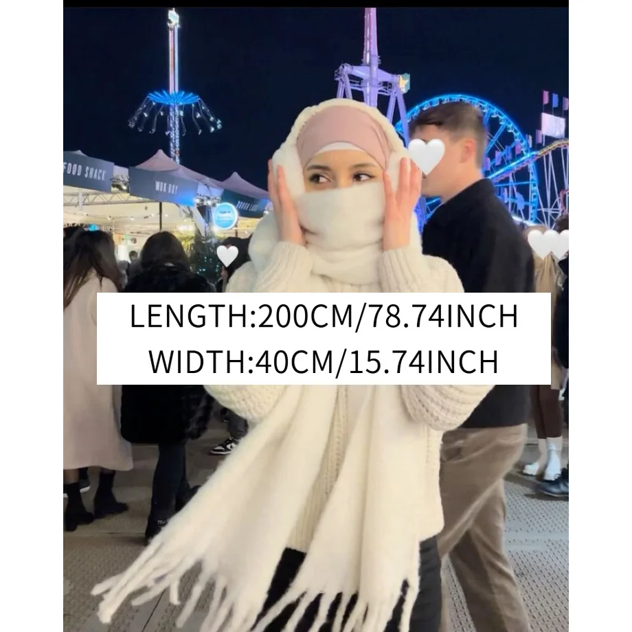 FONSAF Women' Faux Shawl Scarf - Thickened Plush Fringe Collar Suitable for Winter Warmth, Soft Suitable for Coats & Sweaters, Luxurious Fringe Shawl for Casual Outfits, Hand Washable Non-Elastic Blush Pink Scarf view 3