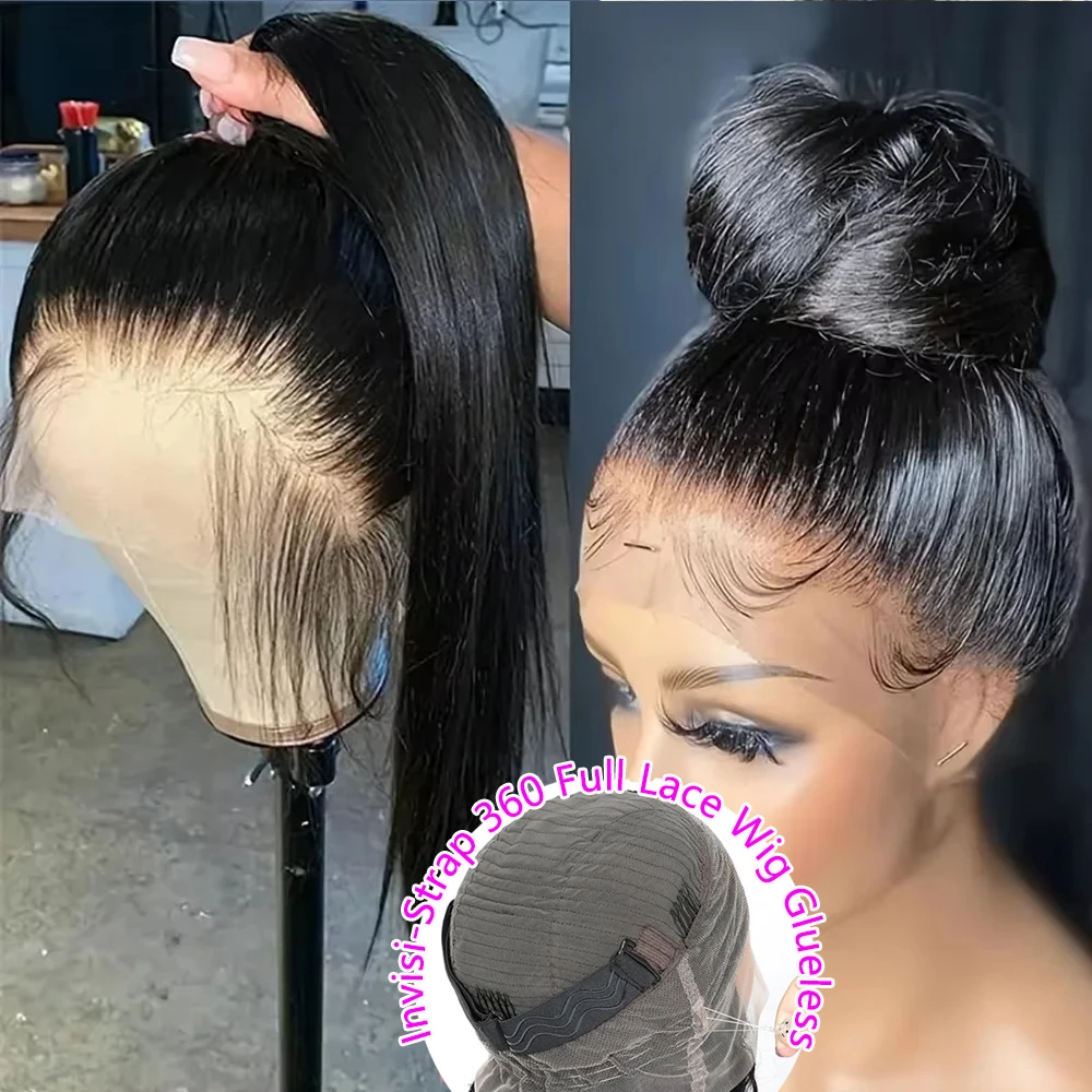 

30-дюймовые прямые парики фронта шнурка Человеческие волосы Невидимый ремешок 360 Full Hd Кружевной бесклеевой парик Скрытый шнурок 360 Кружевной фронтальный парик