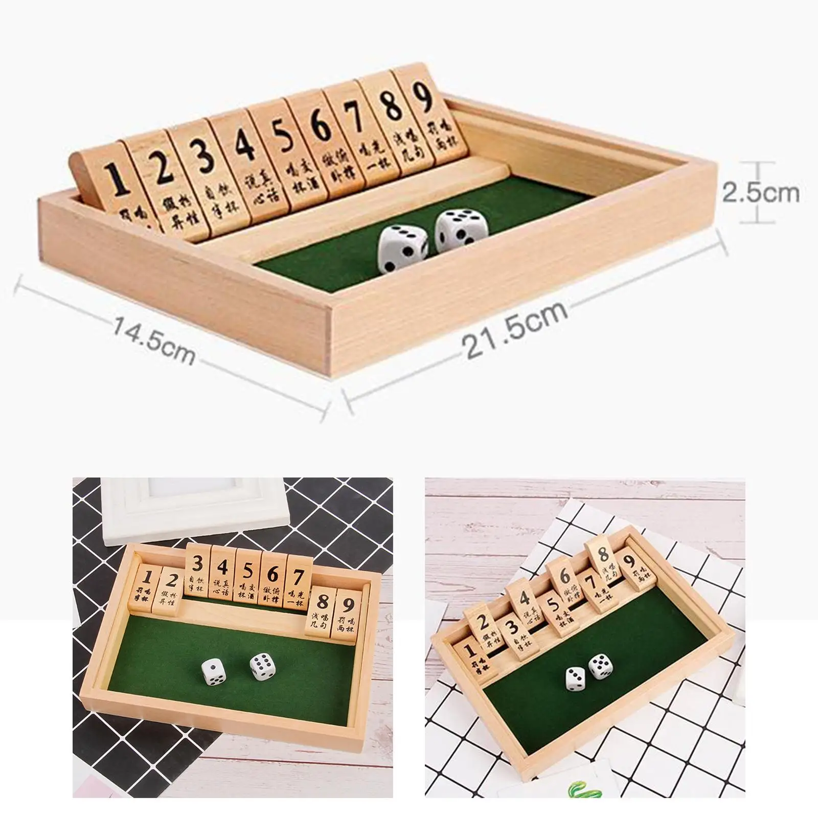 Wooden Shut the Box Board Game & 2 Players for Kids and Adults Family Traditional Games indoor Game Entertainment