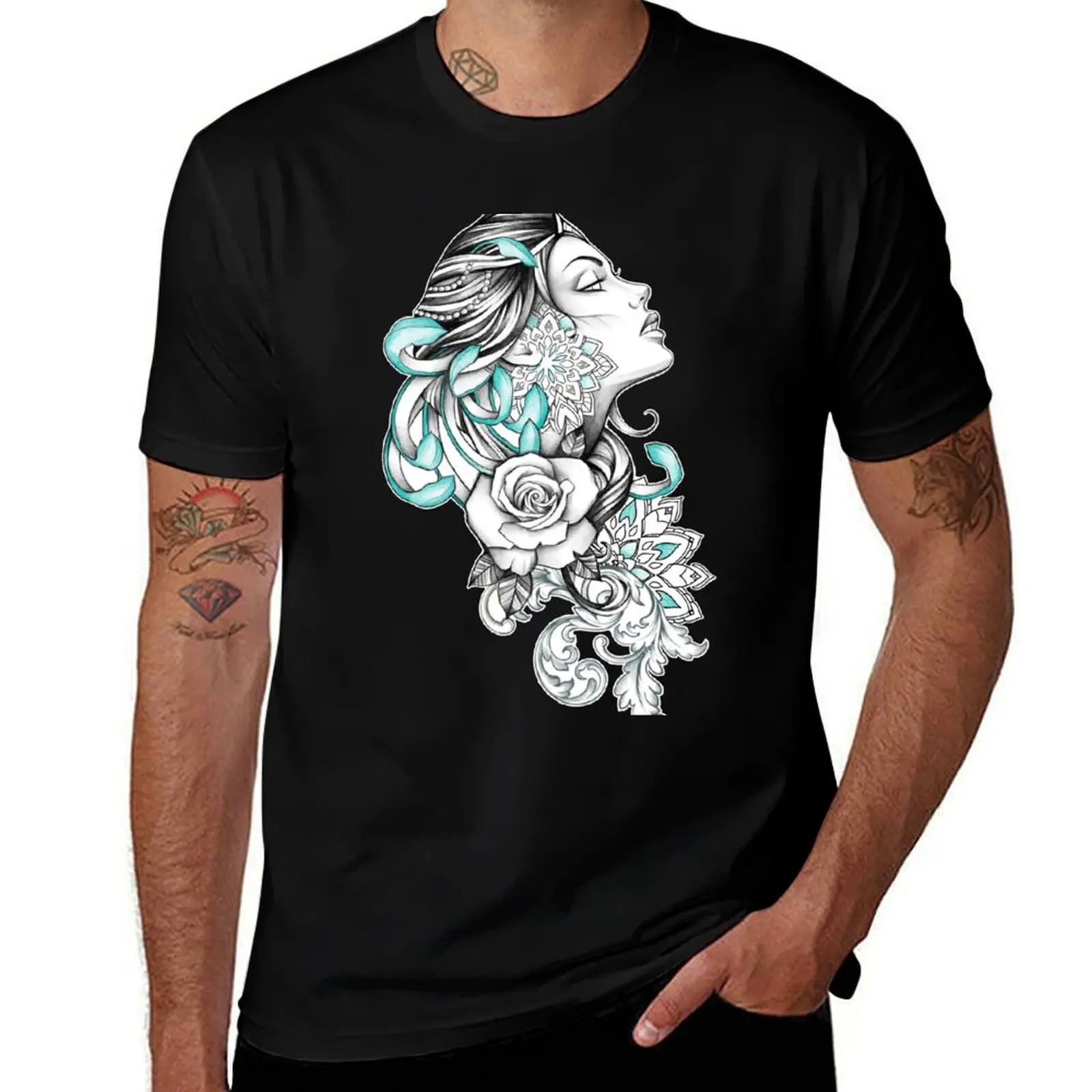 

Chrysanthemum lady T-Shirt croswit shirt man Luxury man anime clothes aesthetic clothes mens tall t shirts