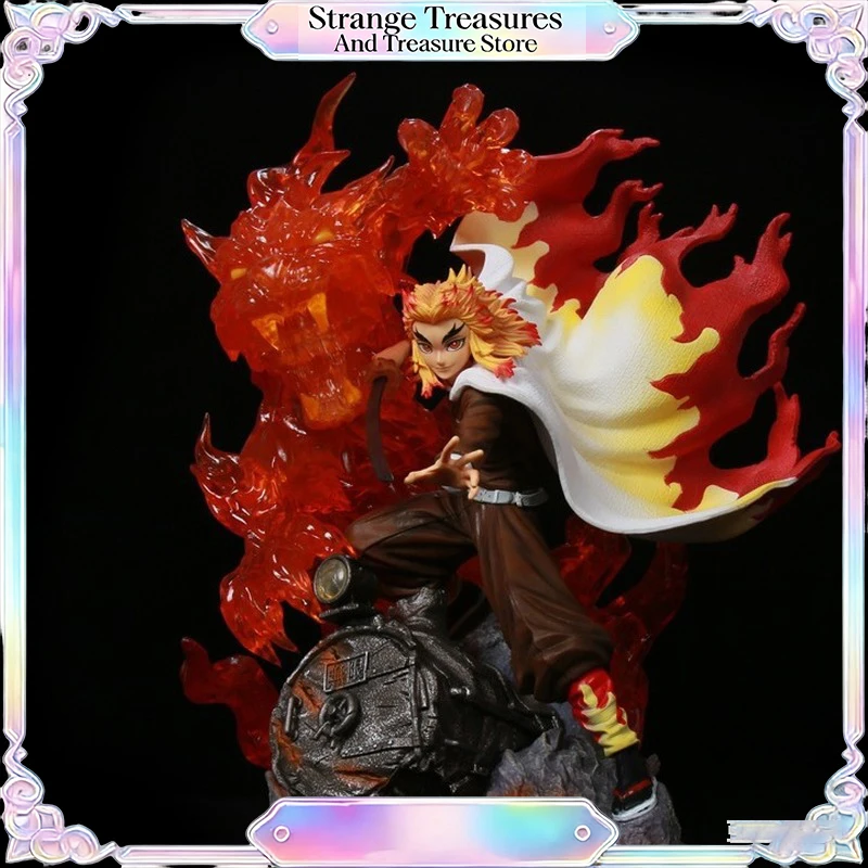 

Фигурка Демон Слейер Ренгоку Кёджуро 39 см, светящаяся статуэтка с эффектом дыхания пламенем, коллекционная модель персонажа аниме из ПВХ, подарок для фанатов