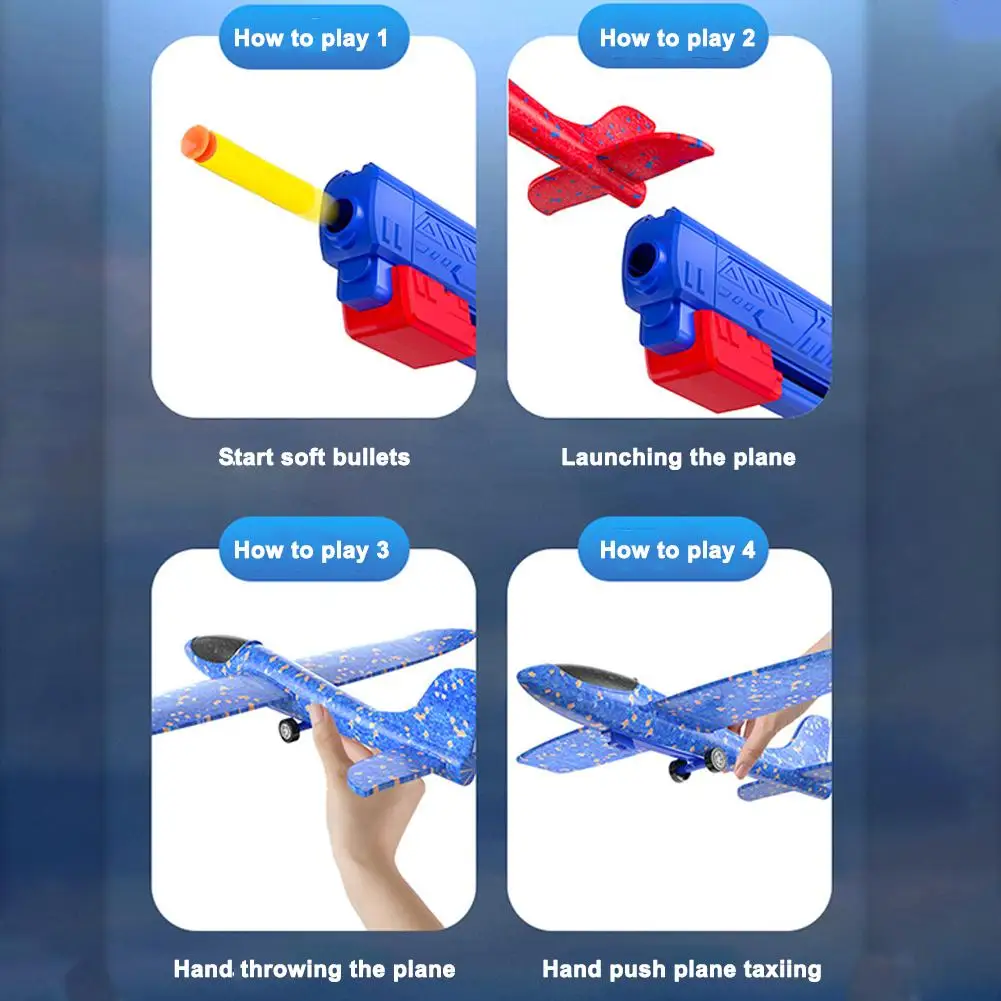야외 게임 어린이 글라이더 비행 던지기 폼 비행기 슈팅 건, 캐터펄트 비행기 발사기 장난감, 어린이용 슈팅 장난감