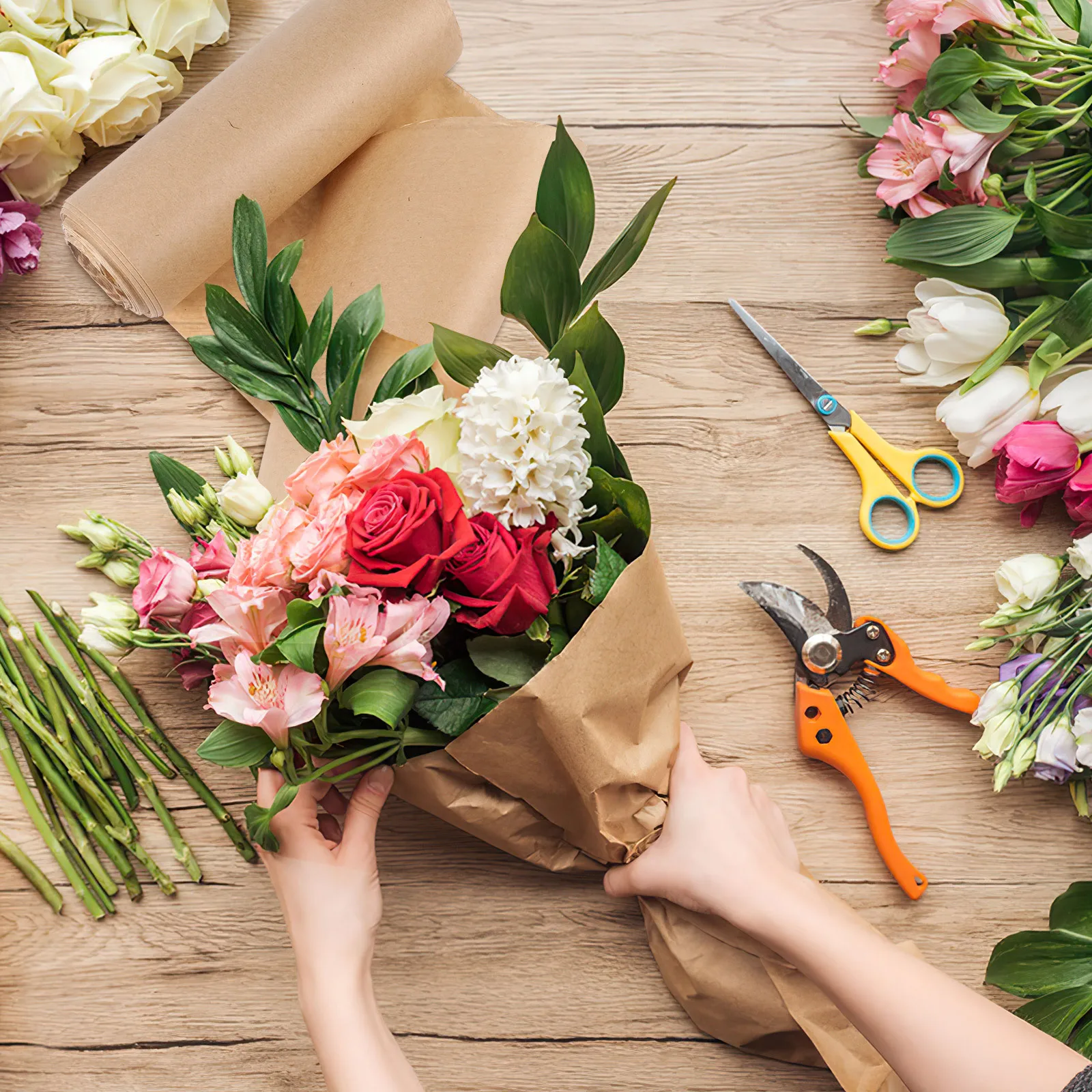 

Kraft Paper Roll Brown Packing Paper for Wrapping Flowers Bouquets Craft Projects Large Size Easy to Cut Multi Functional