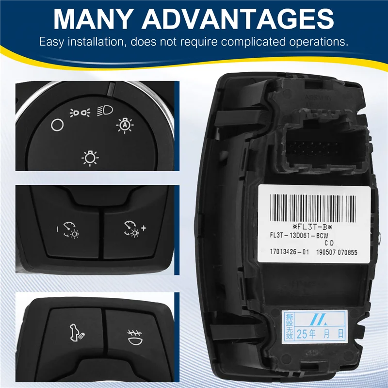 

Стабильный переключатель освещения фар автомобиля в сборе FL3Z-11654-BA для Ford F150 2015-2020 F250 F350 F450 F550 Super Duty 2017-2020