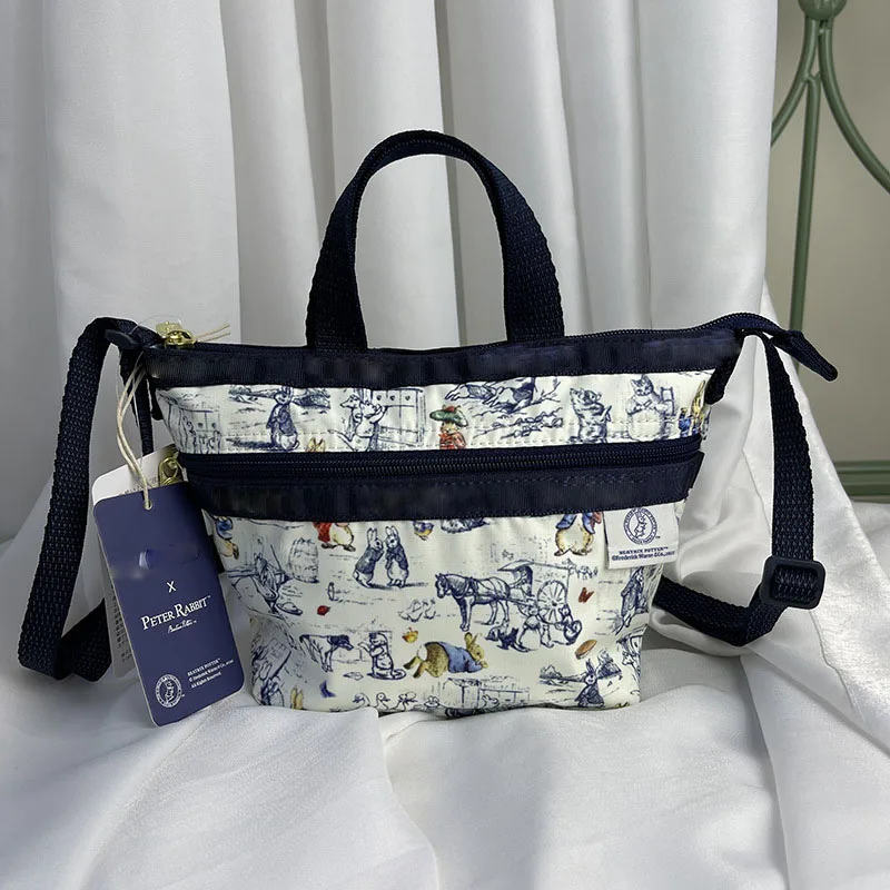 New Kawaii MINISO Rabbit Anime Cartoon Printed Handheld Cross Shoulder Bag Tote Large Capacity Handbag Christmas Gifts U166 U167