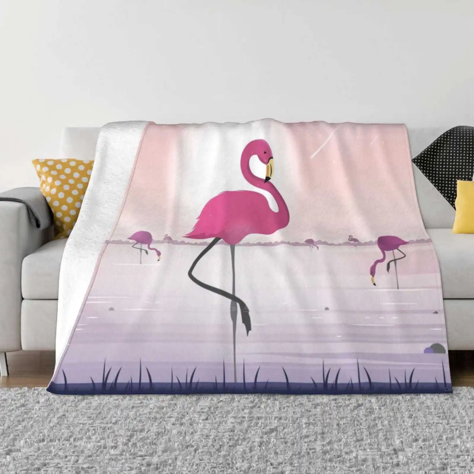 Pink Flamingo Landscape Four Seasons Comfortable Warm Soft Throw Blanket Chess Games Horse Ocean Lighthouse Flower Bouquet