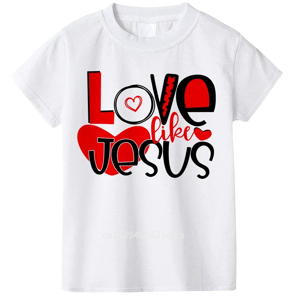 Hot Sale I Love Jesus Cotton T-shirts Jesus Loves You Valentine's Day T Shirt Street Fashion Cool T Shirts Women man Top