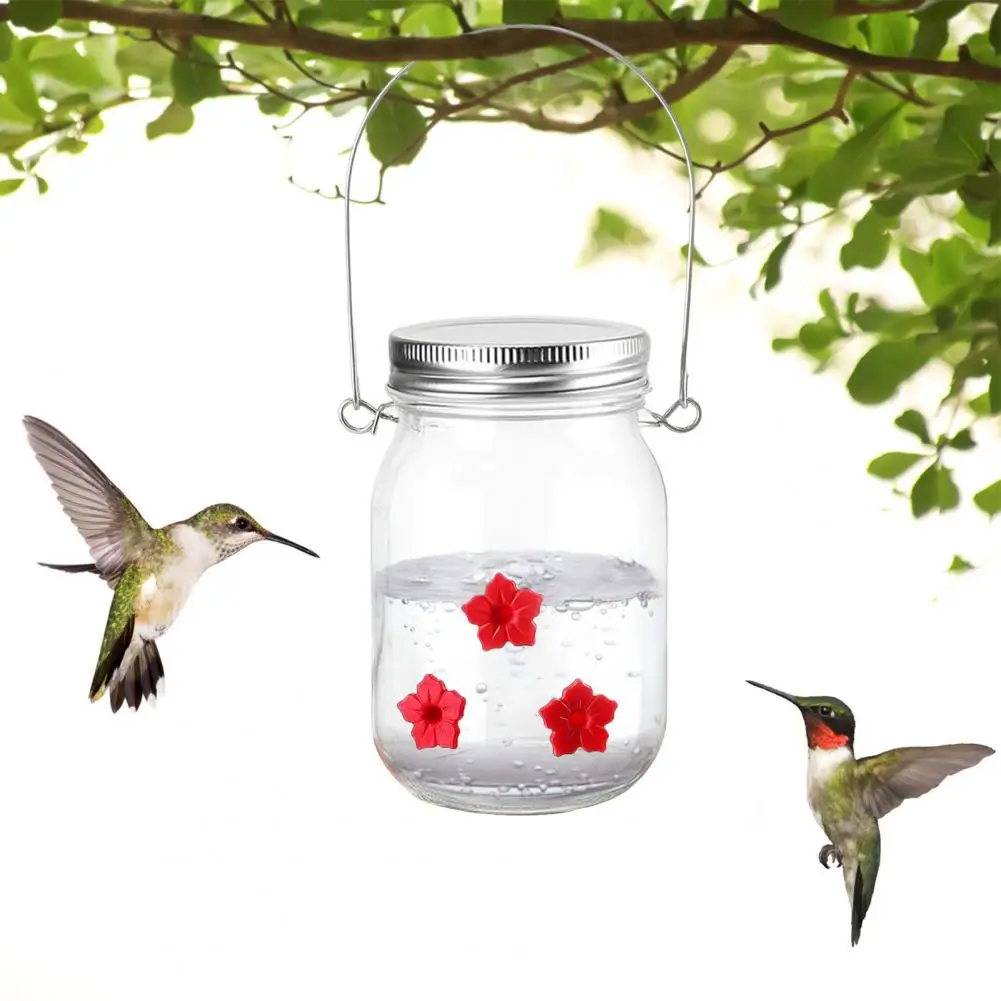 Sustainable Hummingbird Feeder Capacity Hanging Hummingbird Feeder with Leak Proof Mason Jar Attractive Fake for Attracting