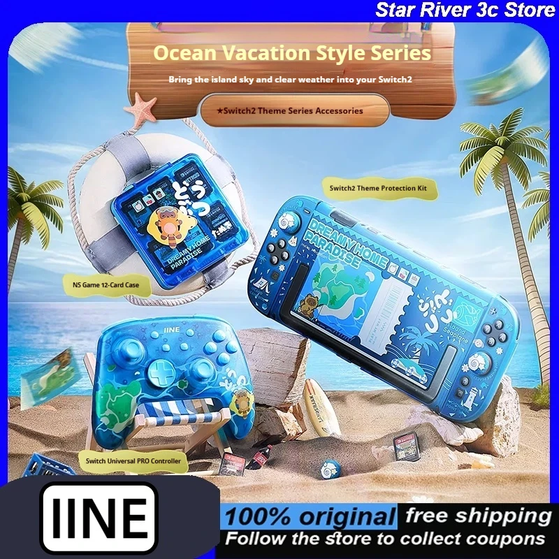 

Беспроводные контроллеры IINE Sea Series Switch 2 с макропрограммированием, NFC, 6-осевым гироскопом, функцией пробуждения, защитным чехлом и магнитным картхолдером