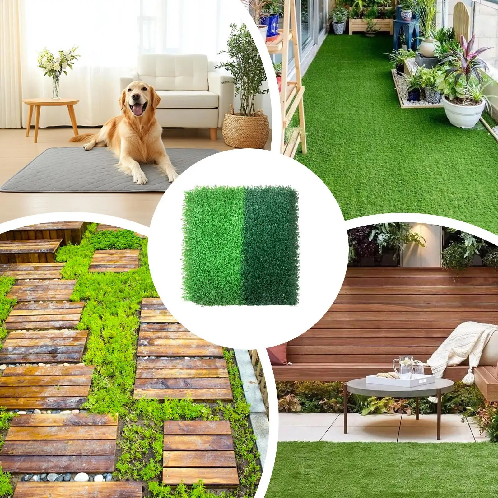 Faux Grass Rug 15.7x15.7in Soft Waterproof Decoration Grass Turf Carpet For Dogs Cats Indoor Outdoor Garden Backyard Patio - view 5