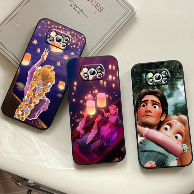 Rapunzel Tangled Disney For Xiaomi Mi Poco F5 F4 F3 X6 X5 X4 X3 M6 M5 M5S M4 M3 C65 Pro GT NFC 5G Black Back Phone Case