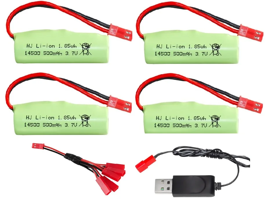 JST plug 3.7V 500mAh Li-ion Battery 14500/USB charger For R/C Stunt Dump Car/R/C Twist- Desert Cars R/C Climbing cars