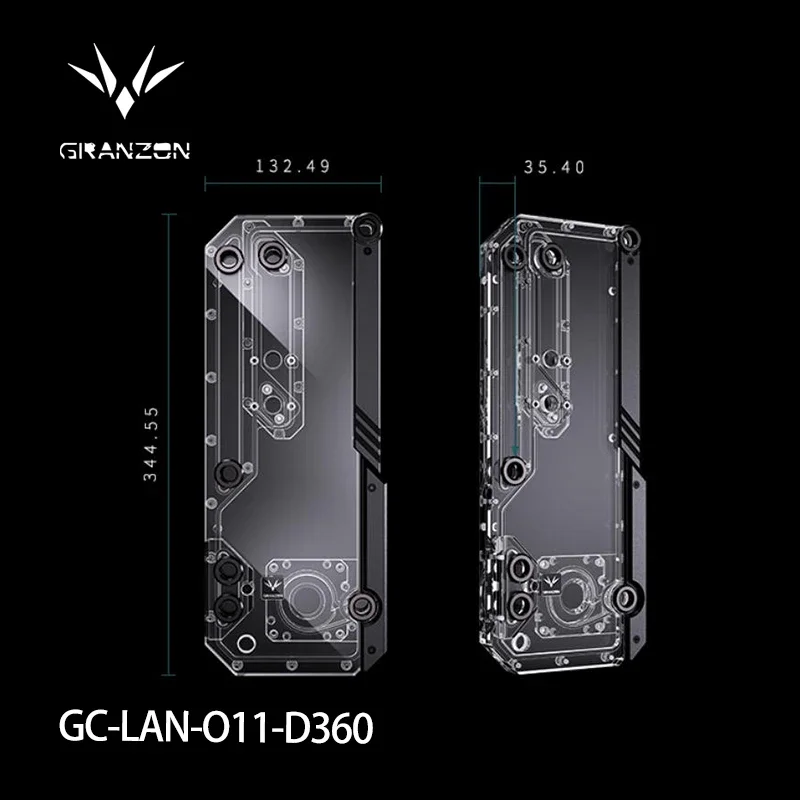 Granzon  Acrylic Distro Plate /Board Reservoir for LIAN LI O11 Dynamic Computer Case /PC Cooling Combo DDC Pump /GC-LAN-O11-D360
