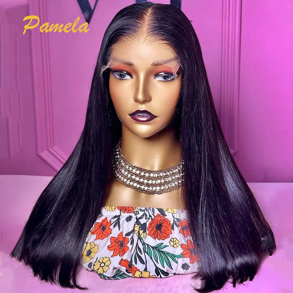 Double Drawn Glueless Wig Pre Plucked Human Hair Ready To Wear 250% Density Bone Straight 13X6 HD Transparent Lace Frontal Wig