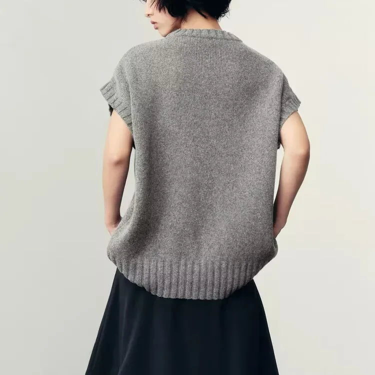 ZBZR Modna Bardzo Duża Wełniana Kamizelka Damska Jesienna Nowość Sle 6772 Ciepła Codzienna Bluza z Kapturem z Włókna Poliestrowego