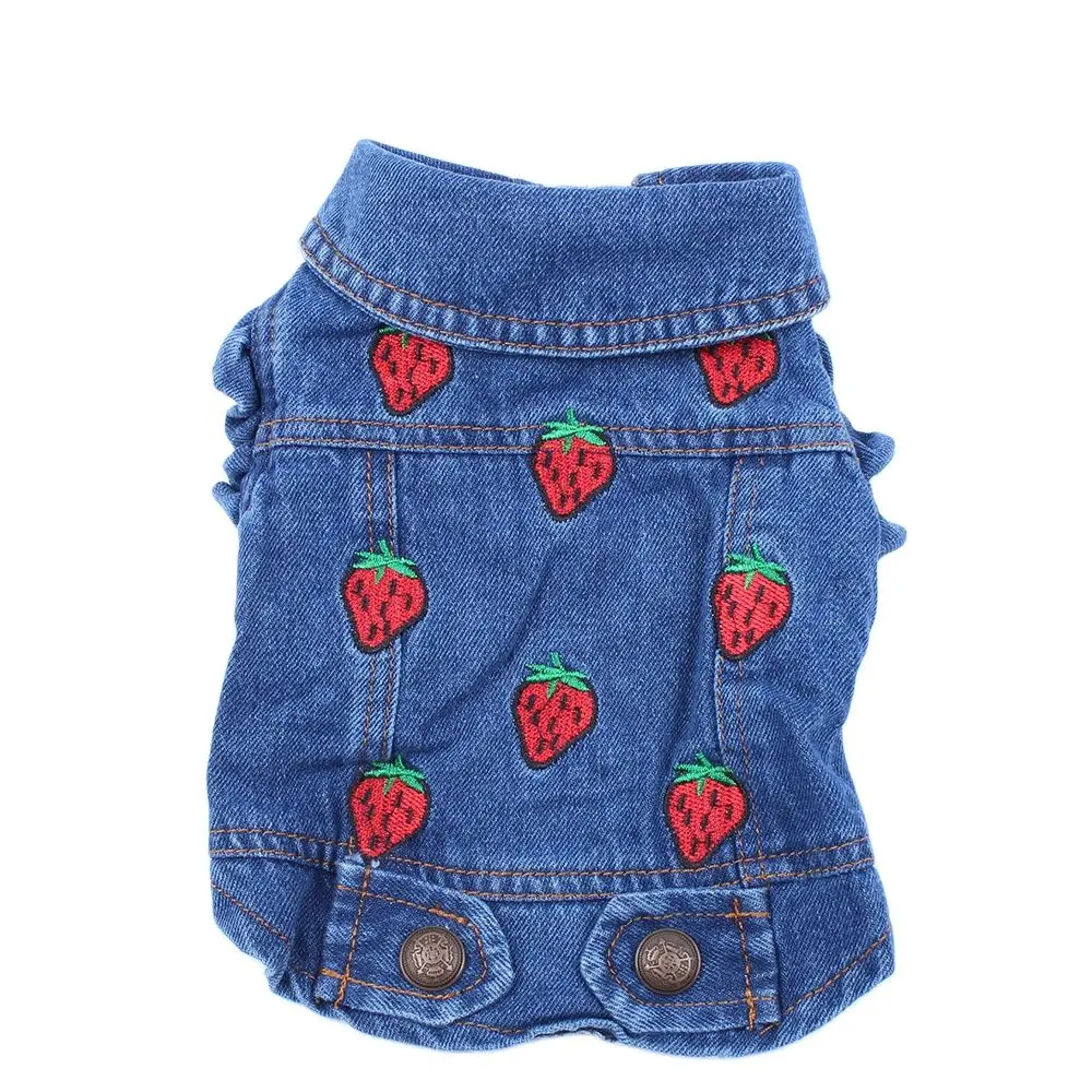 Jeans Pet Dog Jacket Strawberrys Desin Denim Coat Dress Puppy Spring/Autumn Clothes Apparel