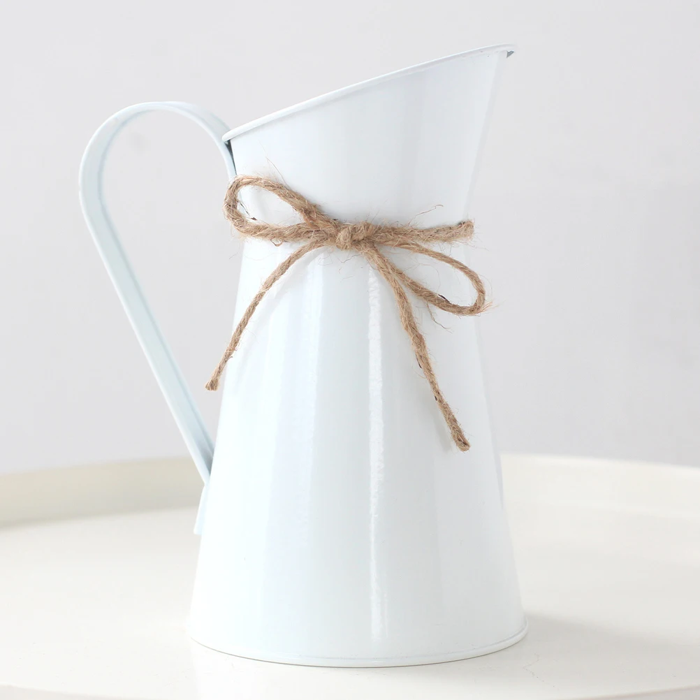 

1pc Vintage Iron Vase Bottle Flower Decor Arrangement Bucket Rustic Design Smooth Surface Metal Planter Dry Flowers Vase Plants