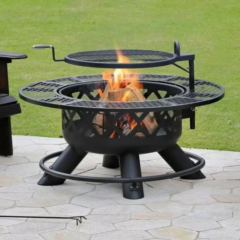 2026 Deep Iron Fire Pit With Handmade Round Bowl And Forged Support Structure Perfect For Cozy Garden Fire Nights