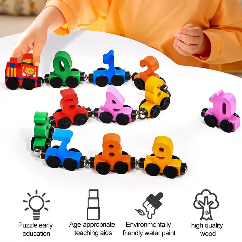 Ensemble de Train magnétique numérique, Puzzle de Train en bois, activités d'apprentissage, jouets éducatifs, cadeaux pour enfants
