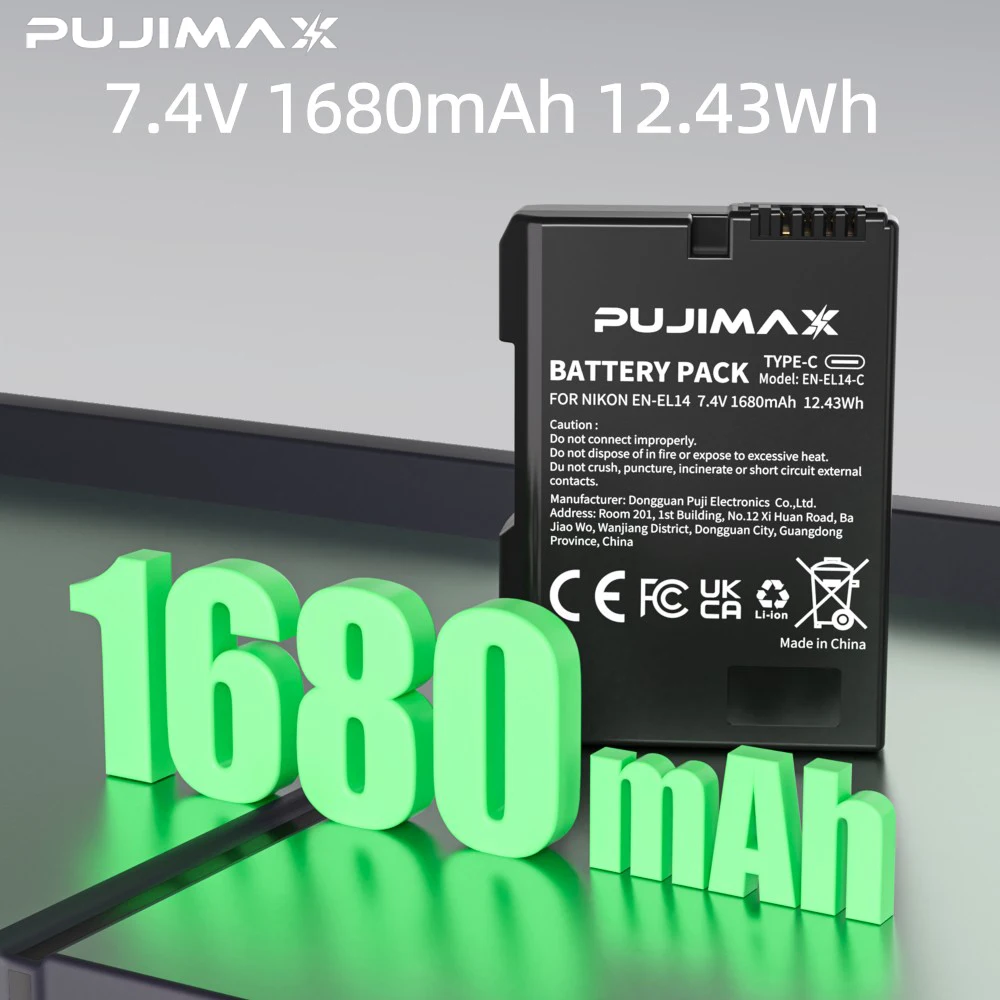 

PUJIMAX N-EL14 EN-EL14a ENEL14 EN EL14 EL14a Battery With TYPE-C USB Inport for Nikon D3100 D3200 D3300 D5100 D5200 D5300 P700
