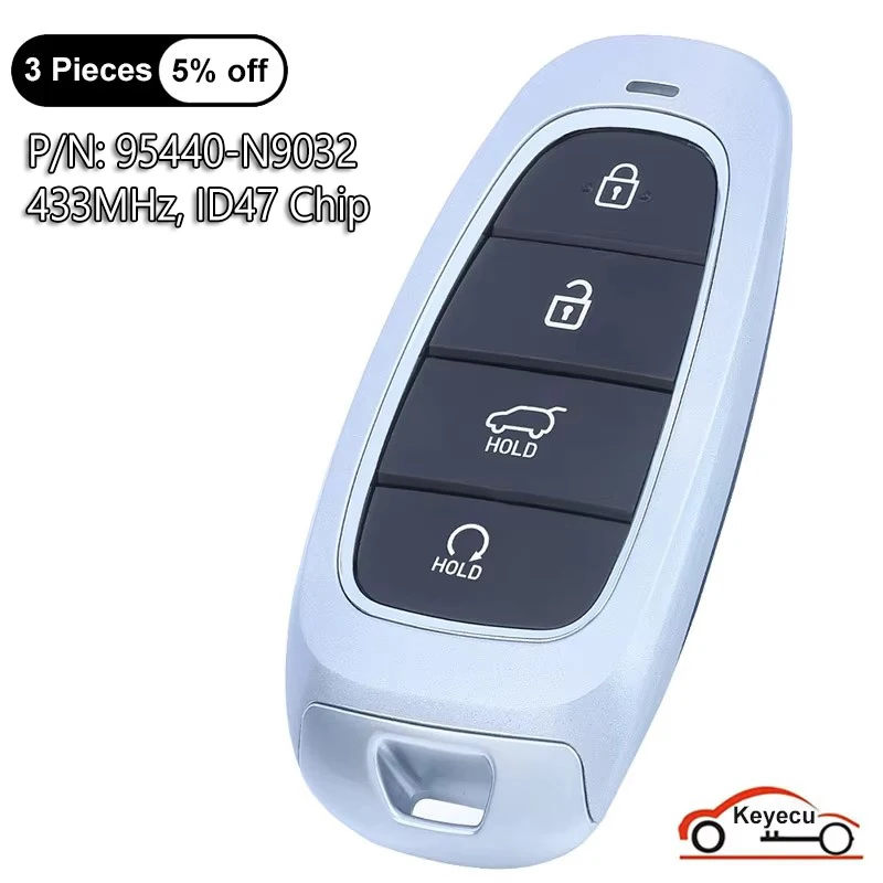 KEYECU 4 Buttons 433MHz ID47 Chip for Hyundai Tucson 2022 2023 Auto Smart Remote Control Key Fob P/N: 95440-N9032 TQ8-FOB-4F26