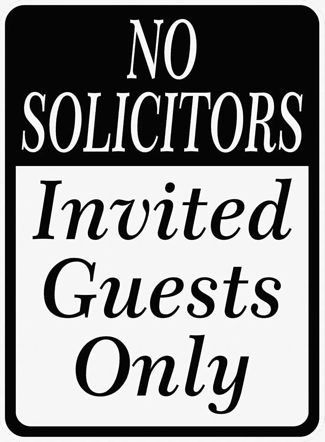 Notice Sign Safety Sign Warning Sign 8x12 No Solicitors Invited Guests Only Sign Tin Metal Outdoor Yard Sign