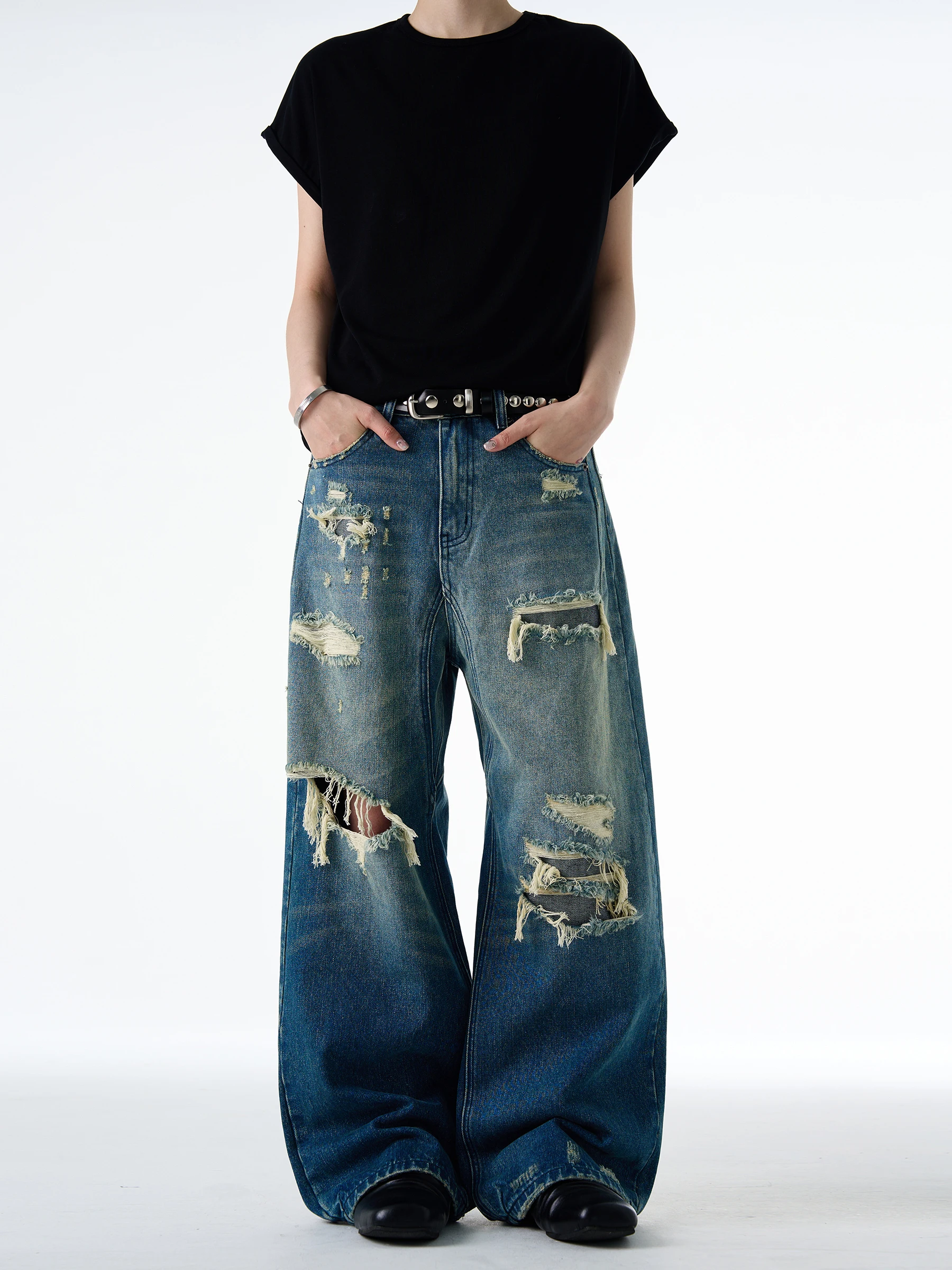 

MADWITCH American Sle Street Vintage Ripped Jeans Loose Casual Women's Design Sensation Long Trousers