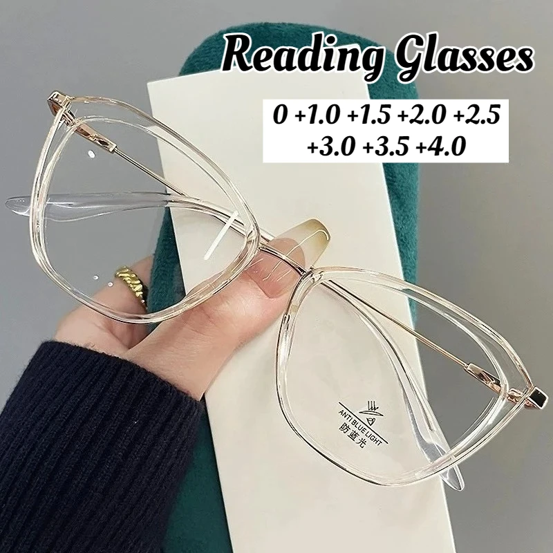 

Ultra-light Fashion Full Frame Reading Glasses for Men and Women High-definition Anti-blue Light Trend Presbyopia Glasses +4.0