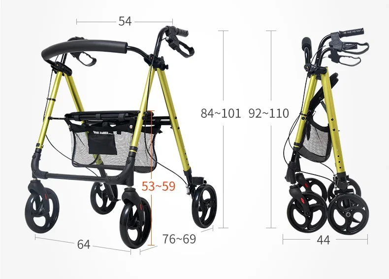 Foldable Aluminium Walker Rollator for Adults Walking Comfortable Foldable Rollator Walker