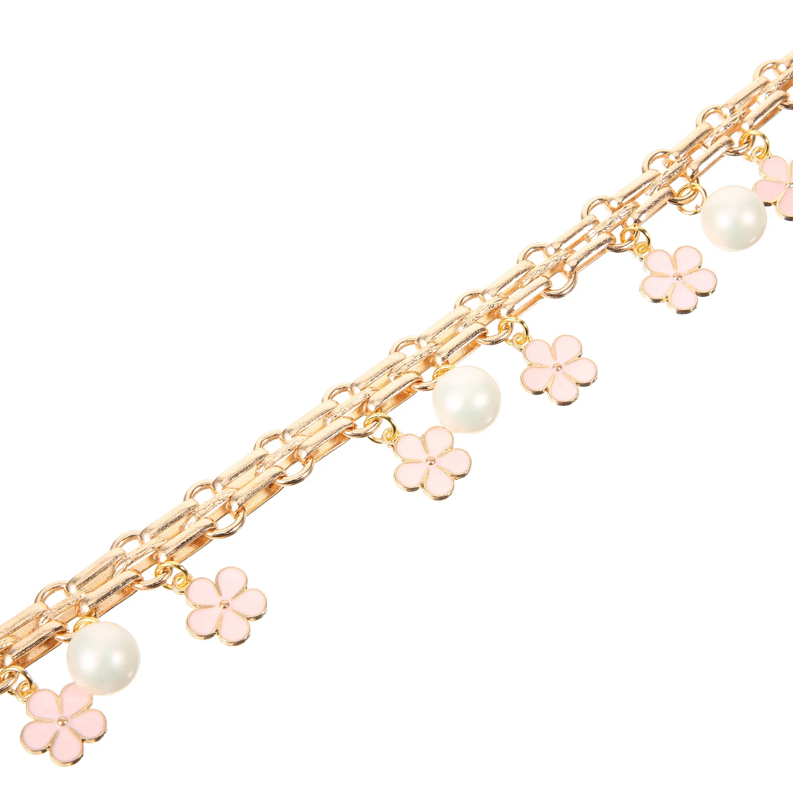 قلادة حقيبة قلادة اللؤلؤ محفظة سلسلة حزام زهرة مطرز تمديد المحفظة مجموعة معدنية DIY مخلب حقيبة كتف حزام الزخرفية #3