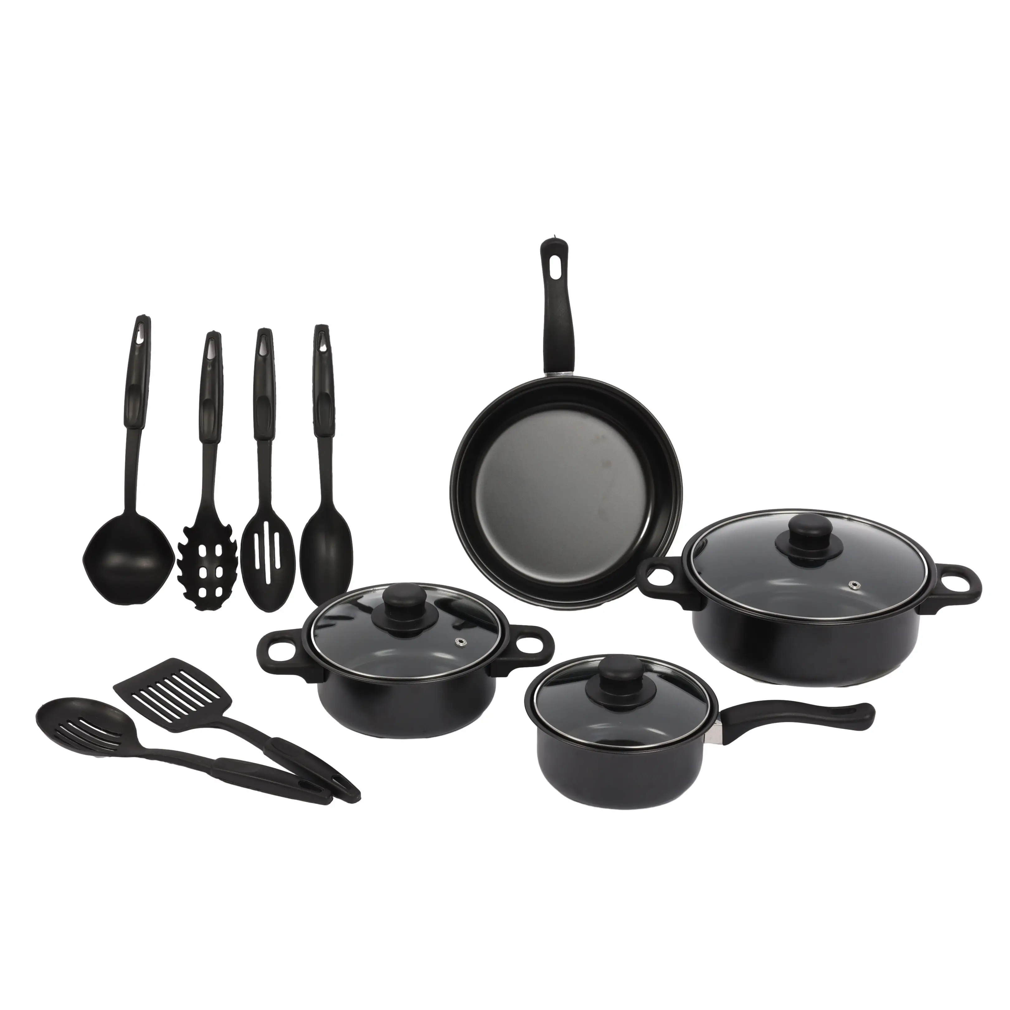 

Kitchen 7 Piece Cookware Sets Black Pot and Pans Cast Iron Cooking Pot Cookware Set