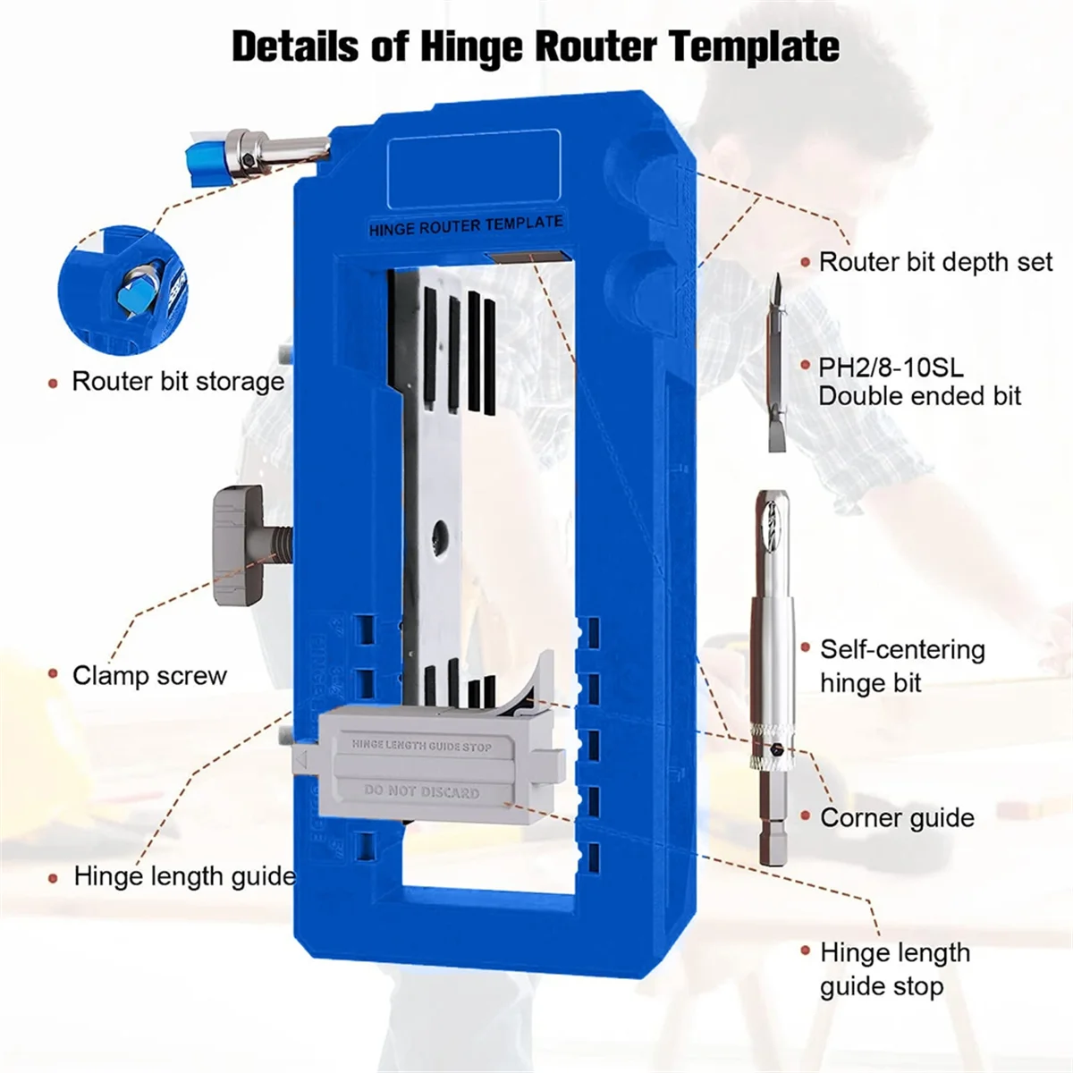 AA98 Door Hinge Router Template,Door Clamps Mortise,Door Mounting Kit Fits 90 Degree Anglesand Door Hinges with Type Square