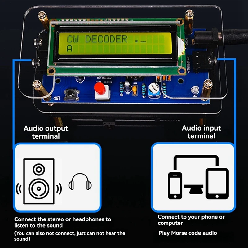 CW Morse Code Decoder Bulk Circuit Board Wireless Transmitter Receiver DIY Welding Practice Electronic Kit US Plug