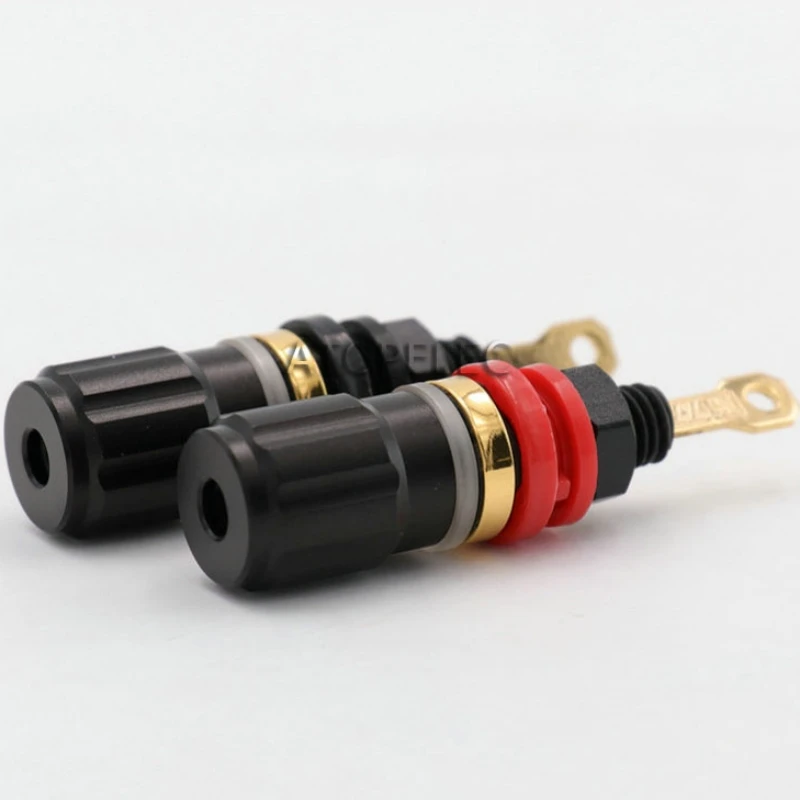 

2pcs EIZZ 24K Gold Plated Red Copper Speaker AMP Binding Post HiFi Banana Jack Connector Terminal Socket Panel Chassis Mount