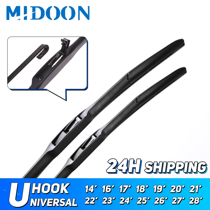 2Pcs U / J Type Hook Front Hybrid Wiper Blade 14