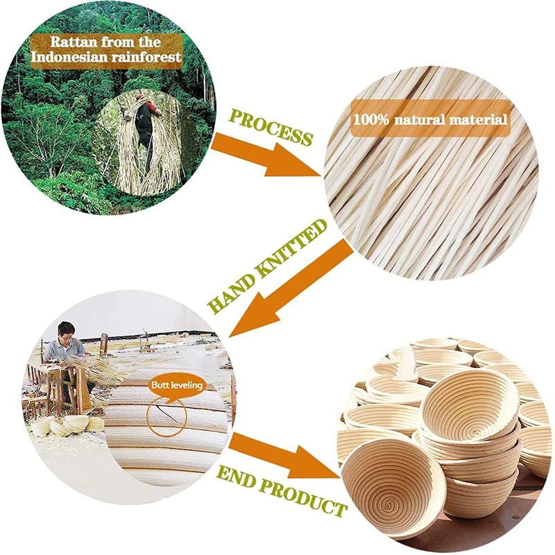 Natural Rattan Banneton Bread Proofing Basket with Linen Cloth Liner Sourdough Dough Fermentation Basket Bread Baking Tools - view 6